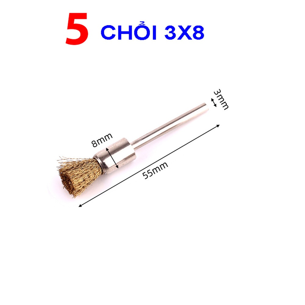 Combo 5 Bàn chải dây đồng gắn máy khoan mini dùng đánh bóng