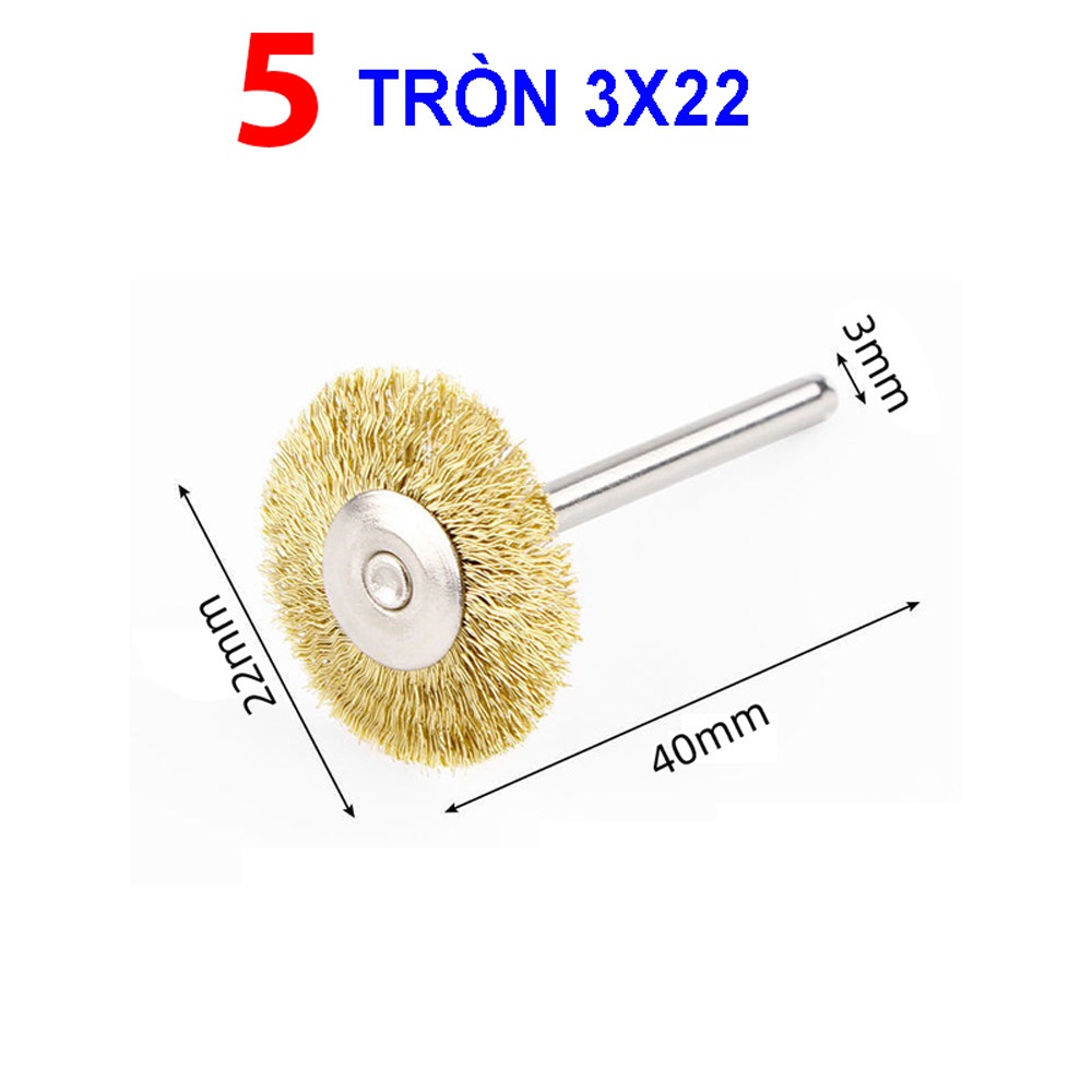 Combo 5 Bàn chải dây đồng gắn máy khoan mini dùng đánh bóng