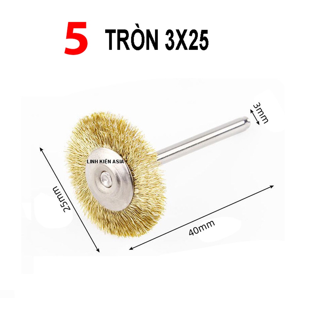 Combo 5 Bàn chải dây đồng gắn máy khoan mini dùng đánh bóng