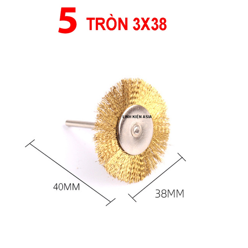 Combo 5 Bàn chải dây đồng gắn máy khoan mini dùng đánh bóng