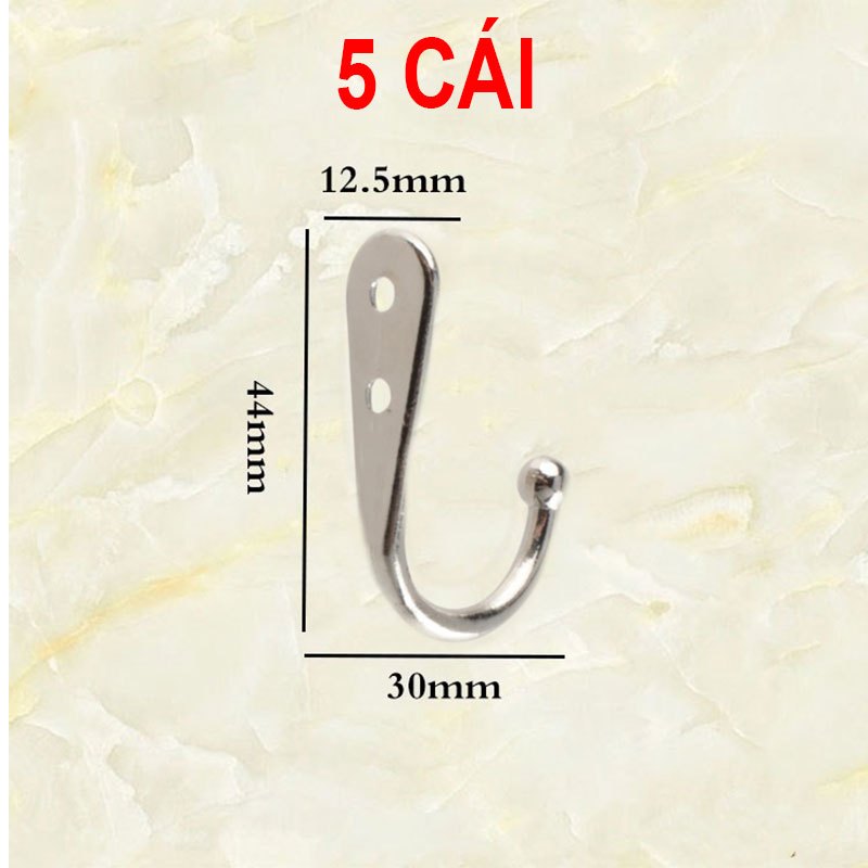 Combo 5 Móc treo áo khoác hợp kim kẽm - móc treo đồ đa năng bắt tường, treo đồ dùng