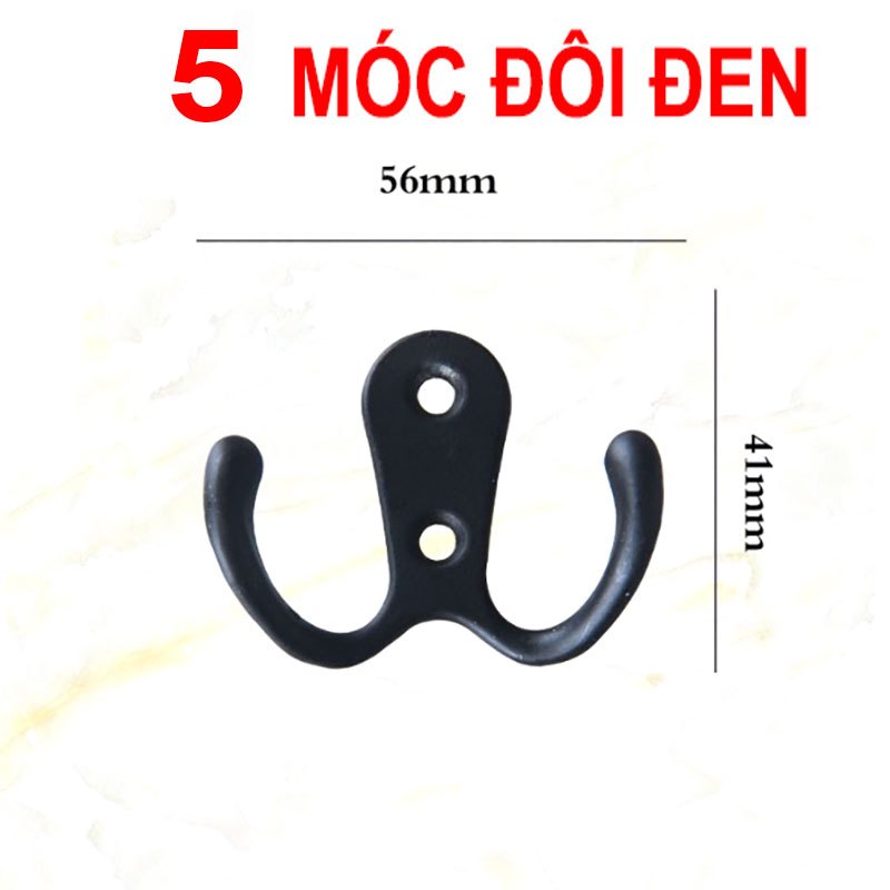 Combo 5 Móc treo áo khoác hợp kim kẽm - móc treo đồ đa năng bắt tường, treo đồ dùng