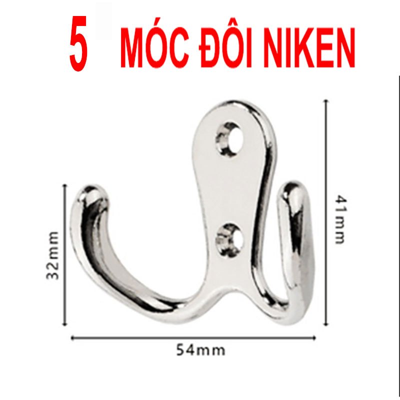 Combo 5 Móc treo áo khoác hợp kim kẽm - móc treo đồ đa năng bắt tường, treo đồ dùng