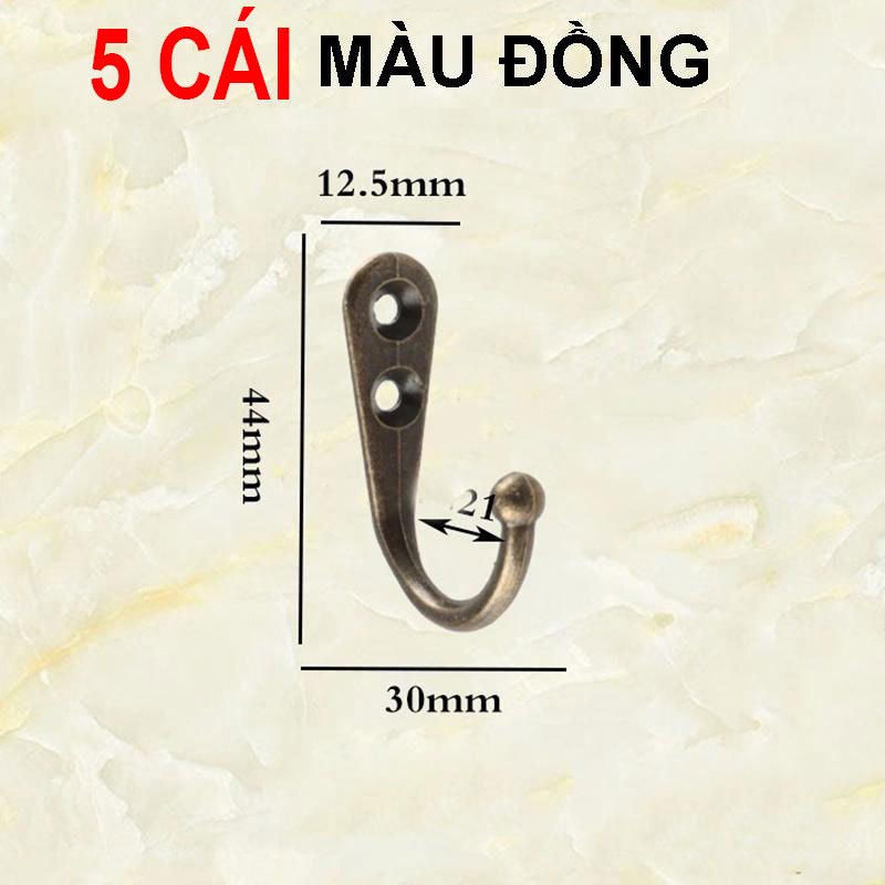 Combo 5 Móc treo áo khoác hợp kim kẽm - móc treo đồ đa năng bắt tường, treo đồ dùng