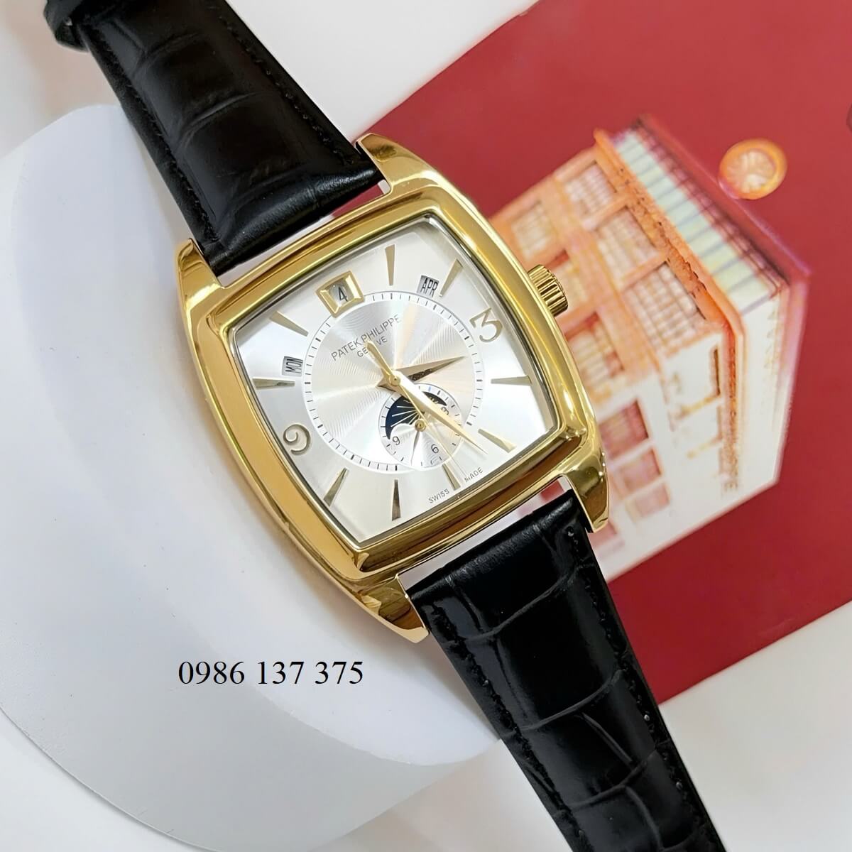 Đồng Hồ Nam Patek Philippe Gondolo Calendar 5135 Dây Da Đen Mặt Trắng Vỏ Vàng 38mm