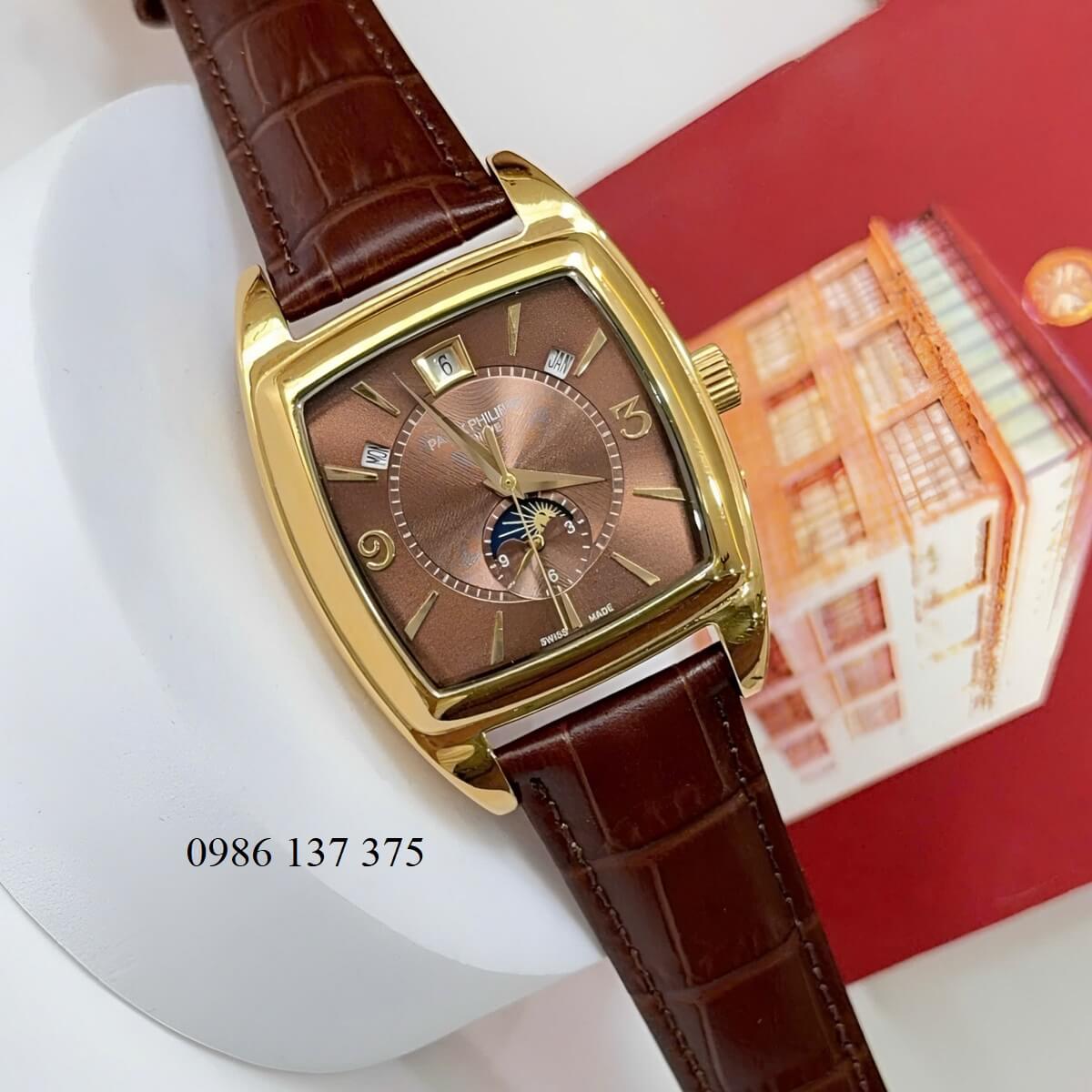 Đồng Hồ Nam Patek Philippe Gondolo Calendar 5135 Dây Da Nâu Mặt Nâu Vỏ Vàng 38mm