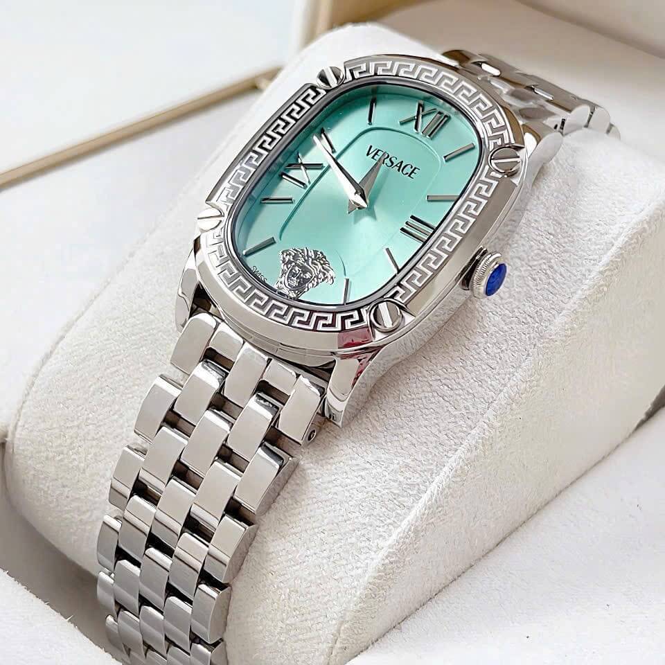 Đồng Hồ Nữ Versace Couture Mặt Xanh Pastel Dây Kim Loại Silver Size 35mm