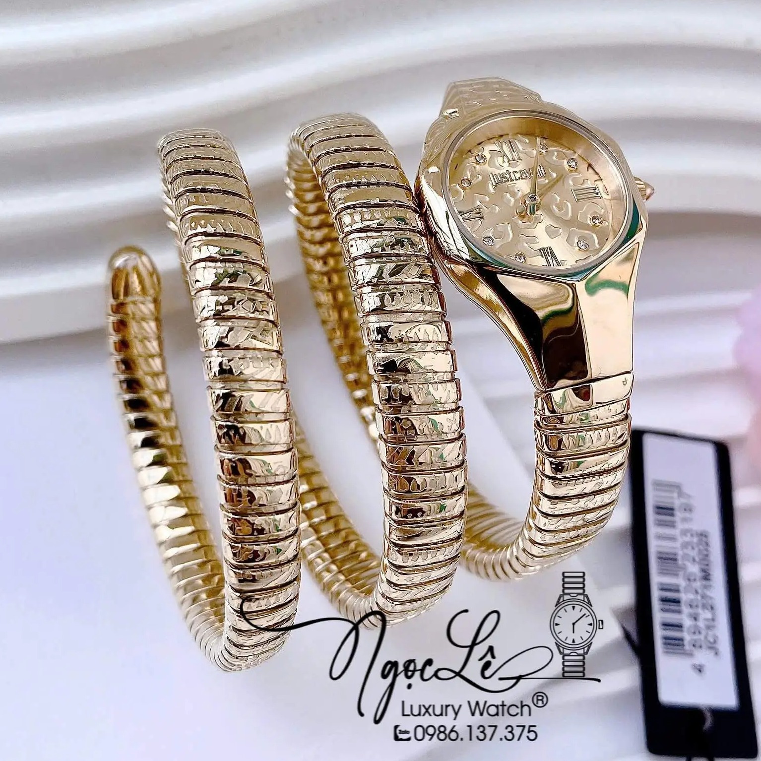 Đồng Hồ Nữ Just Cavalli Rắn Quấn 3 Vòng Màu Vàng Cao Cấp Size 23mm