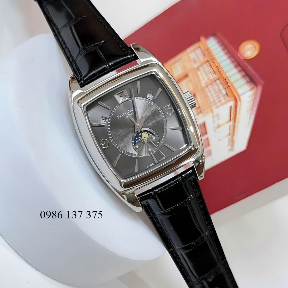 Đồng Hồ Nam Patek Philippe Gondolo Calendar 5135 Dây Da Đen Mặt Đen Vỏ Inox 38mm
