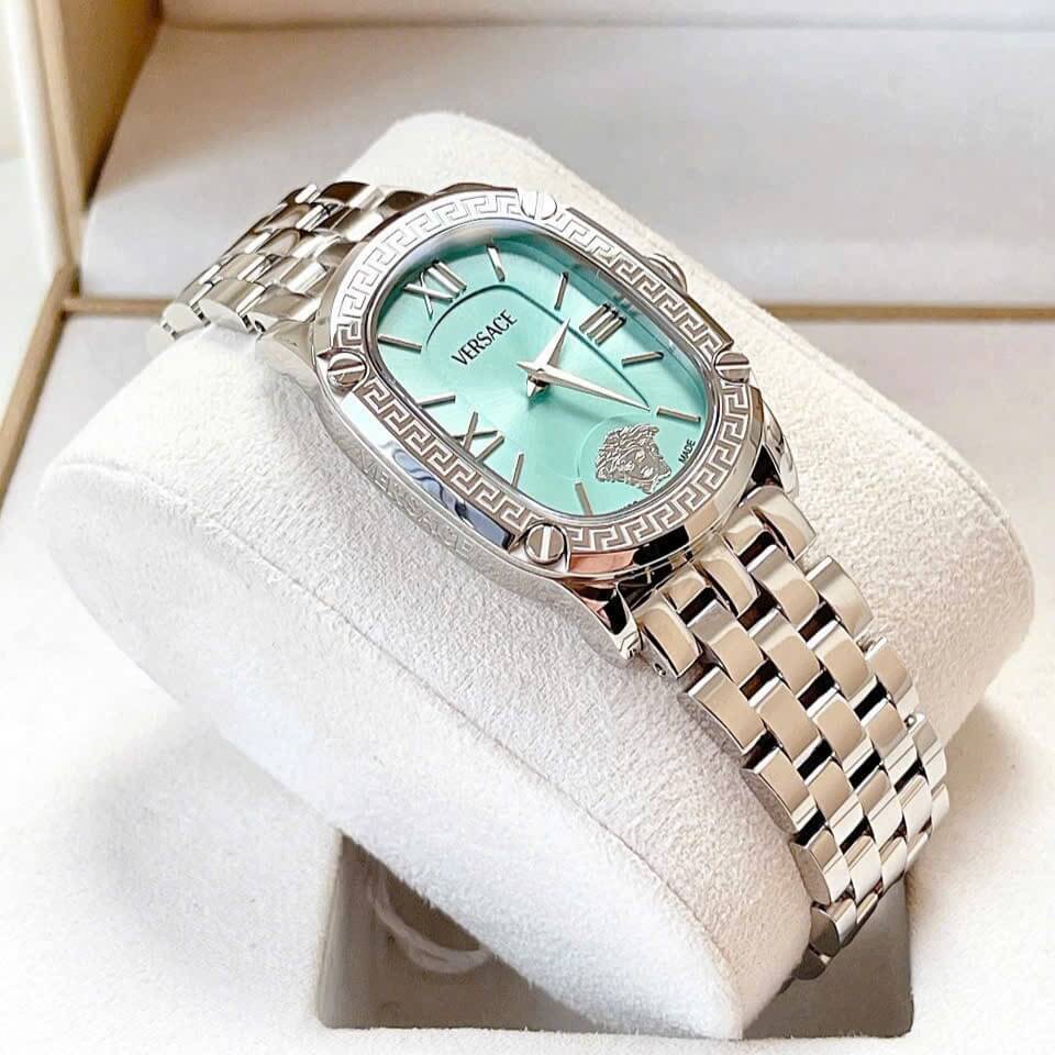 Đồng Hồ Nữ Versace Couture Mặt Xanh Pastel Dây Kim Loại Silver Size 35mm