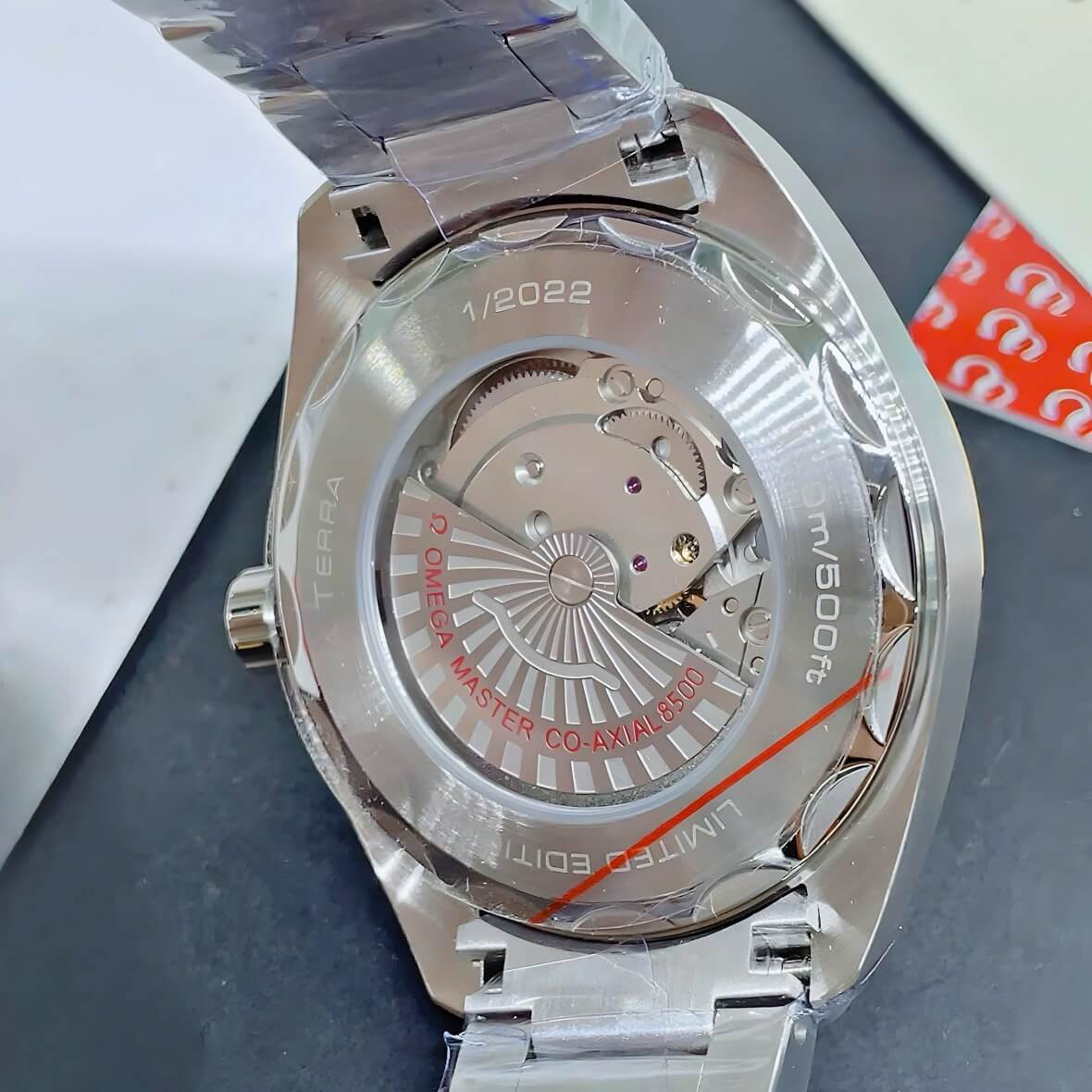 Đồng Hồ Nam Omega Seamaster Tự Động Đính Đá Mặt Xanh Xà Cừ Kim Loại Demi Vàng Size 40mm