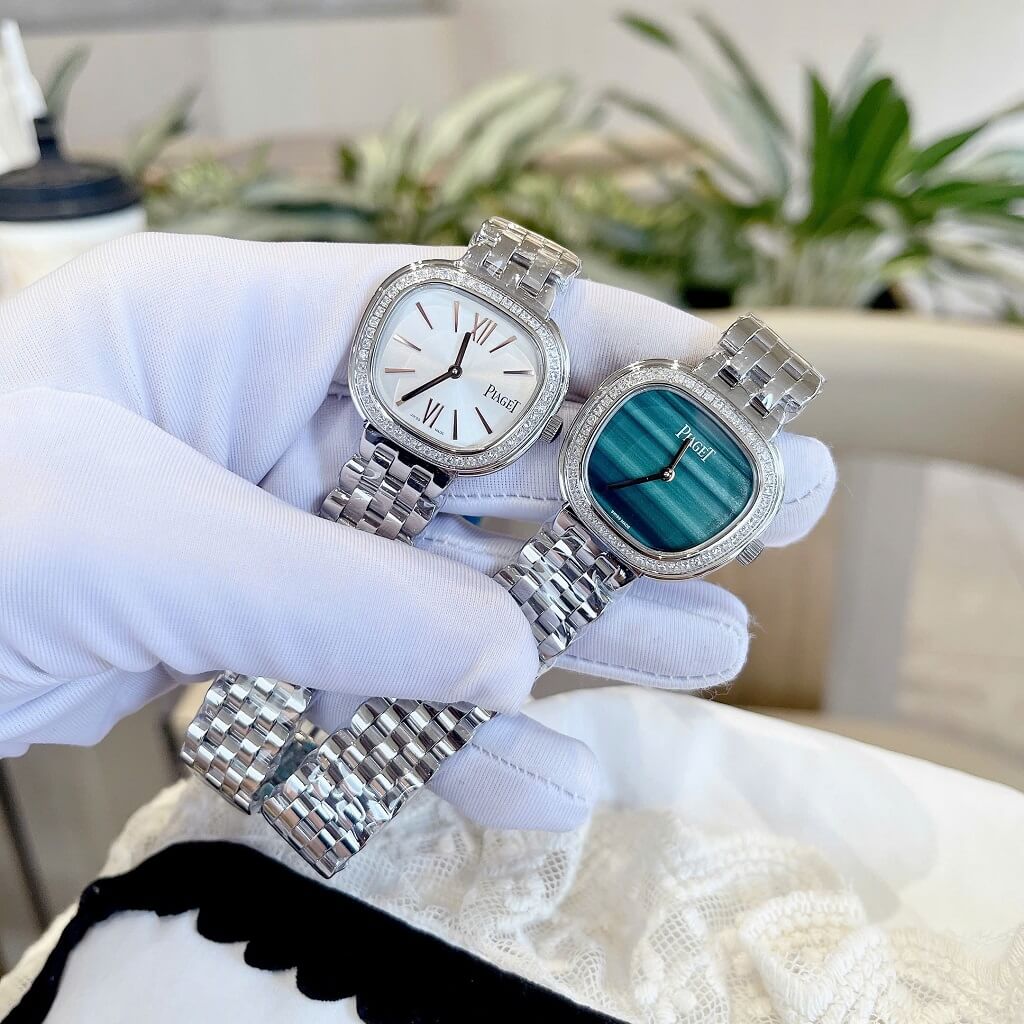 Đồng hồ nữ Piaget Sixtie size 29mm mặt trắng viền đính đá máy pin dây inox không gỉ