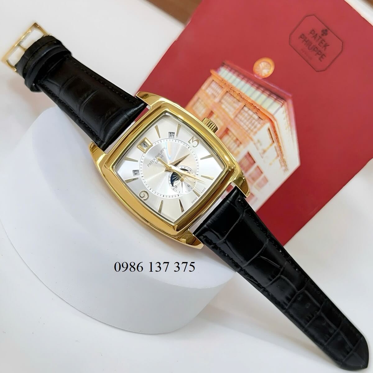 Đồng Hồ Nam Patek Philippe Gondolo Calendar 5135 Dây Da Đen Mặt Trắng Vỏ Vàng 38mm
