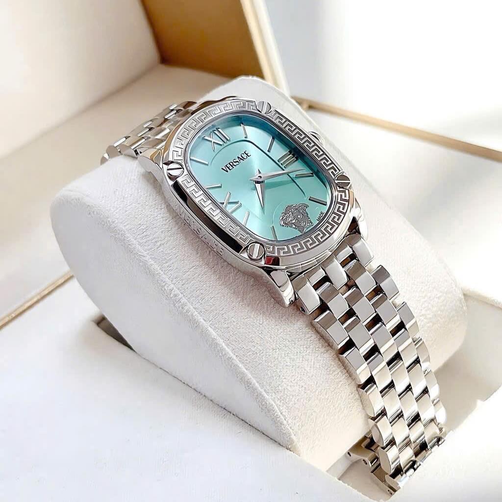 Đồng Hồ Nữ Versace Couture Mặt Xanh Pastel Dây Kim Loại Silver Size 35mm