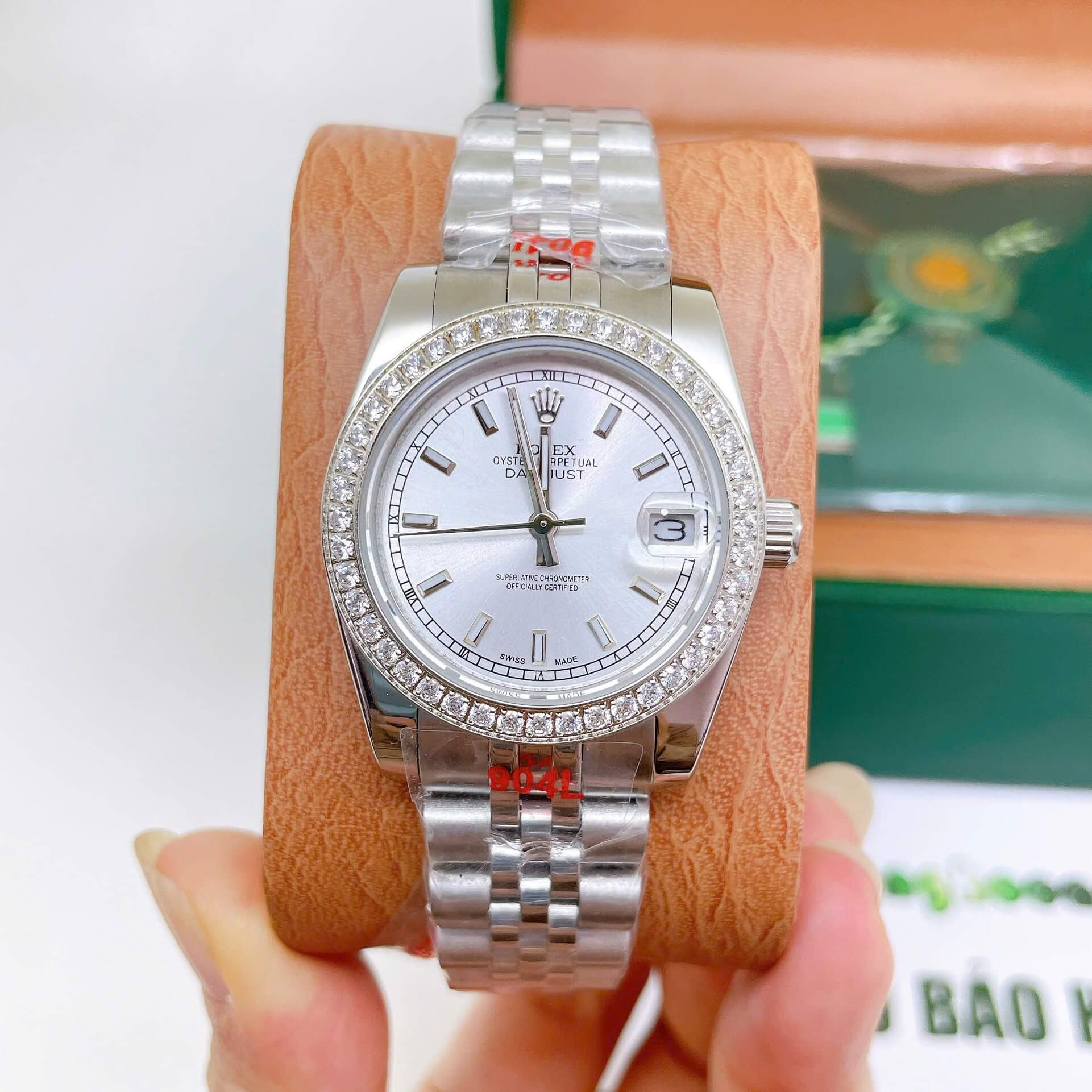 Đồng Hồ Rolex Datejust Nữ Dây Thép Silver Mặt Trắng Đính Đá Size 31mm - Quartz