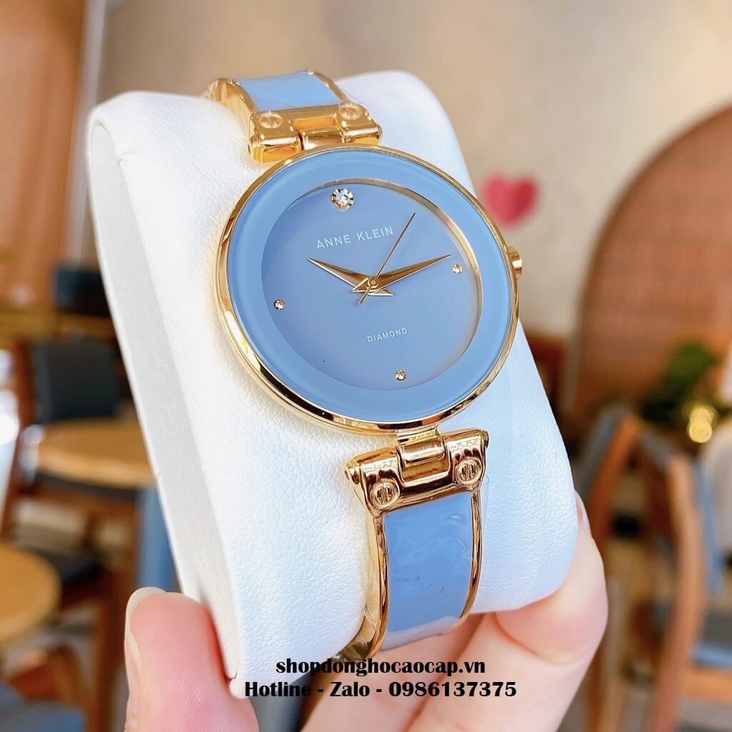 Đồng Hồ Nữ Anne Klein Đá Ceramic Xám Xanh Vỏ Vàng Cao Cấp 34mm