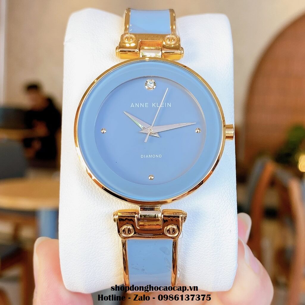Đồng Hồ Nữ Anne Klein Đá Ceramic Xám Xanh Vỏ Vàng Cao Cấp 34mm