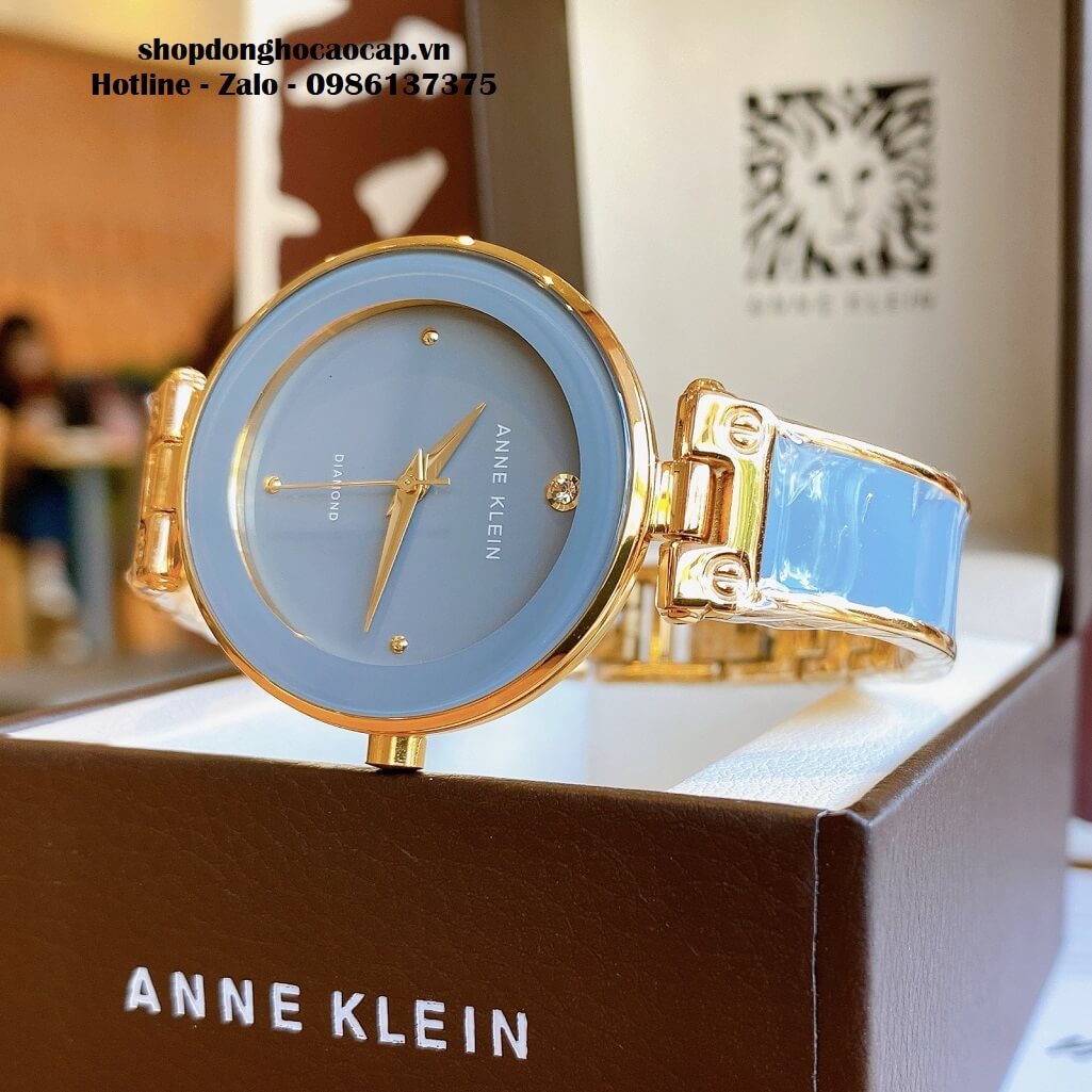 Đồng Hồ Nữ Anne Klein Đá Ceramic Xám Xanh Vỏ Vàng Cao Cấp 34mm