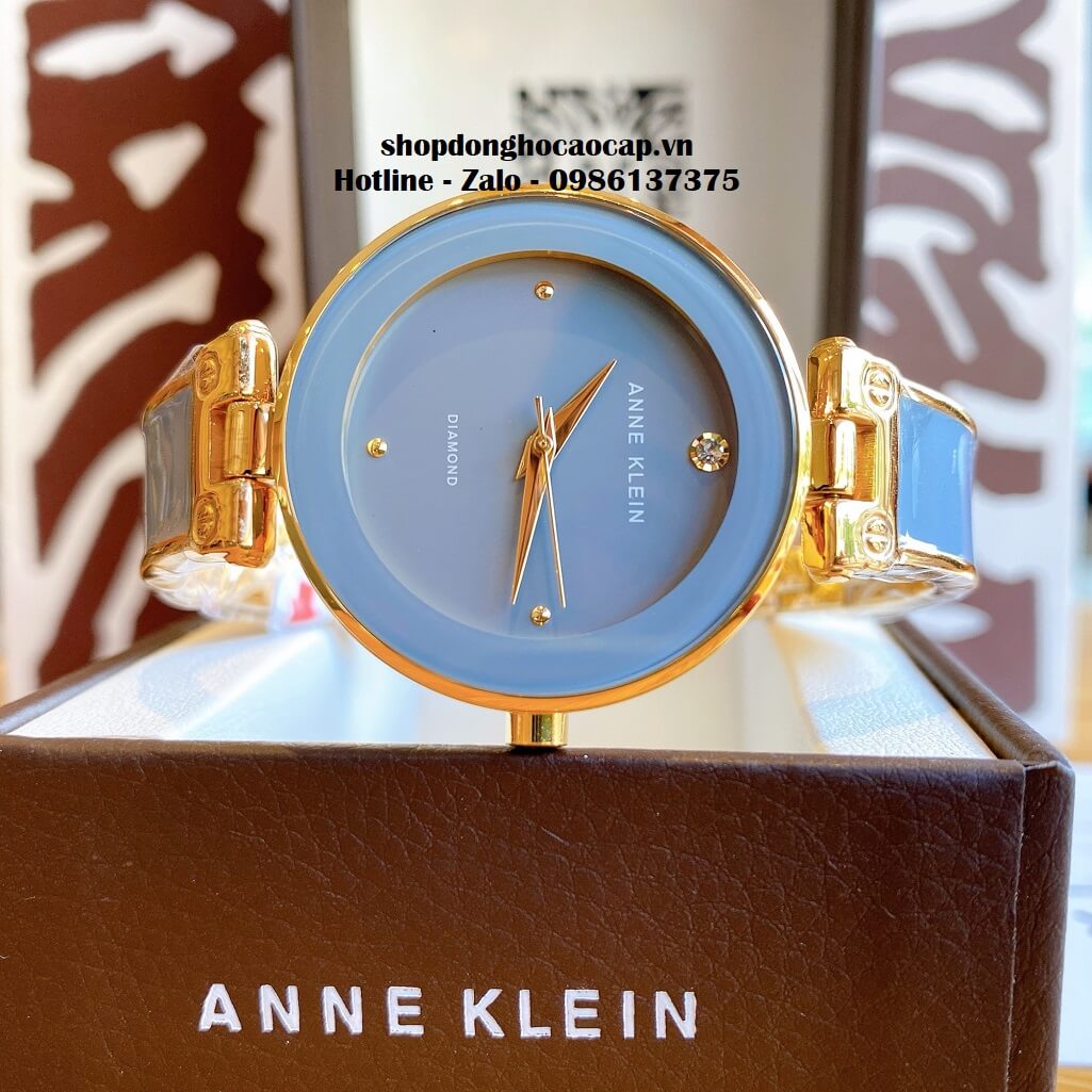 Đồng Hồ Nữ Anne Klein Đá Ceramic Xám Xanh Vỏ Vàng Cao Cấp 34mm