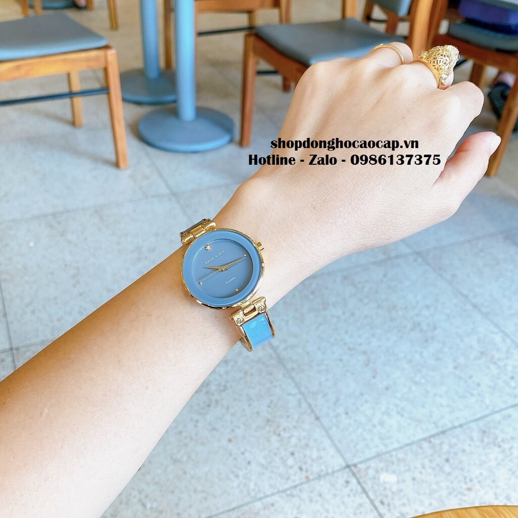 Đồng Hồ Nữ Anne Klein Đá Ceramic Xám Xanh Vỏ Vàng Cao Cấp 34mm