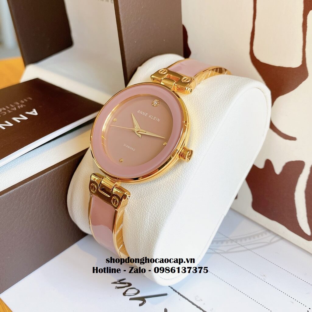 Đồng Hồ Nữ Anne Klein Đá Ceramic Hồng Vỏ Vàng Cao Cấp 34mm