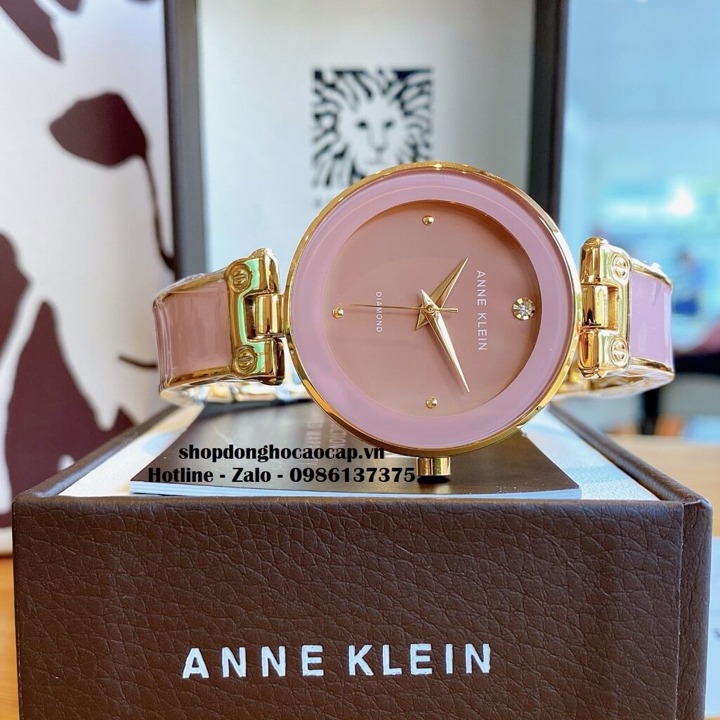 Đồng Hồ Nữ Anne Klein Đá Ceramic Hồng Vỏ Vàng Cao Cấp 34mm