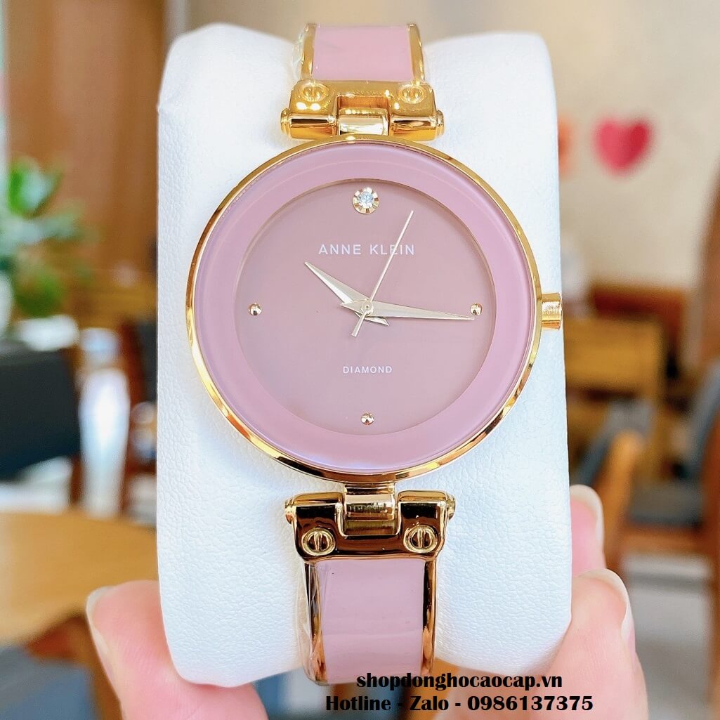Đồng Hồ Nữ Anne Klein Đá Ceramic Hồng Vỏ Vàng Cao Cấp 34mm
