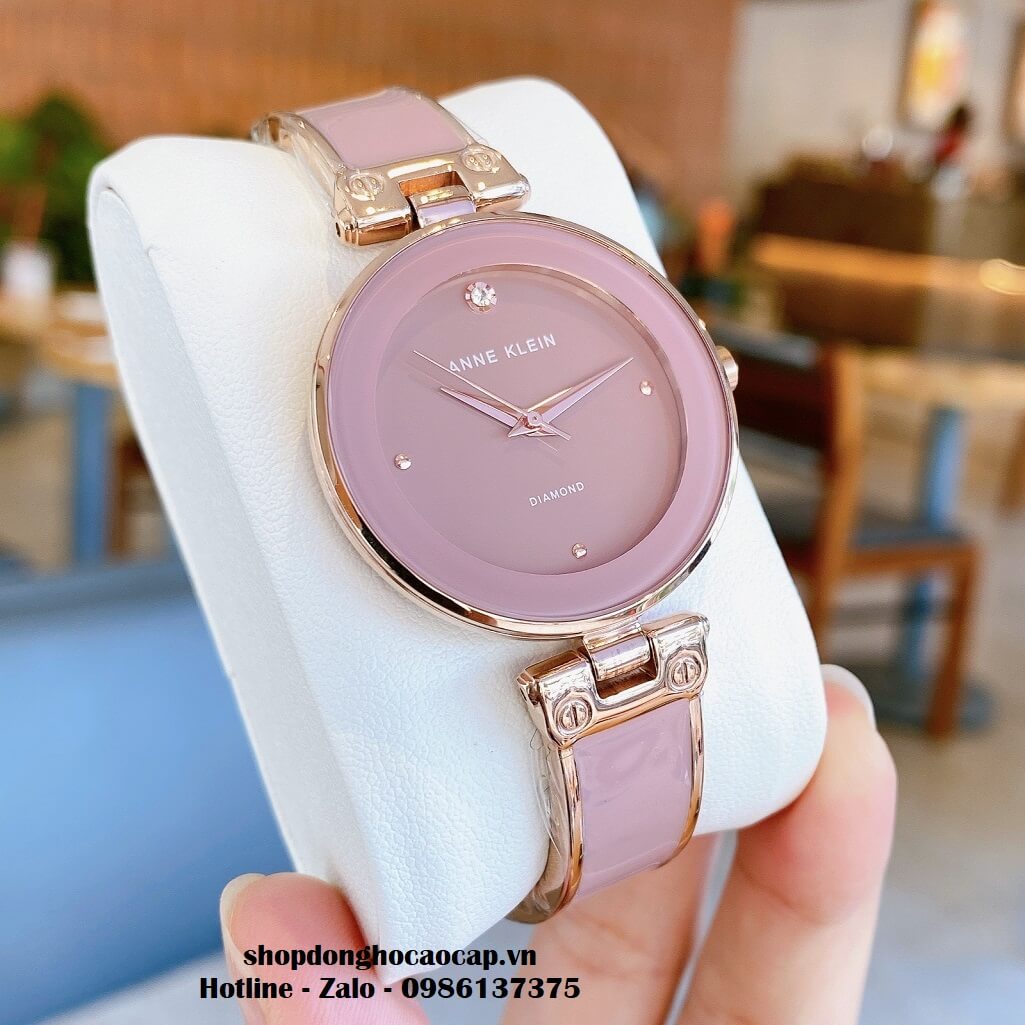 Đồng Hồ Nữ Anne Klein Đá Ceramic Hồng Vỏ Vàng Hồng Cao Cấp 34mm