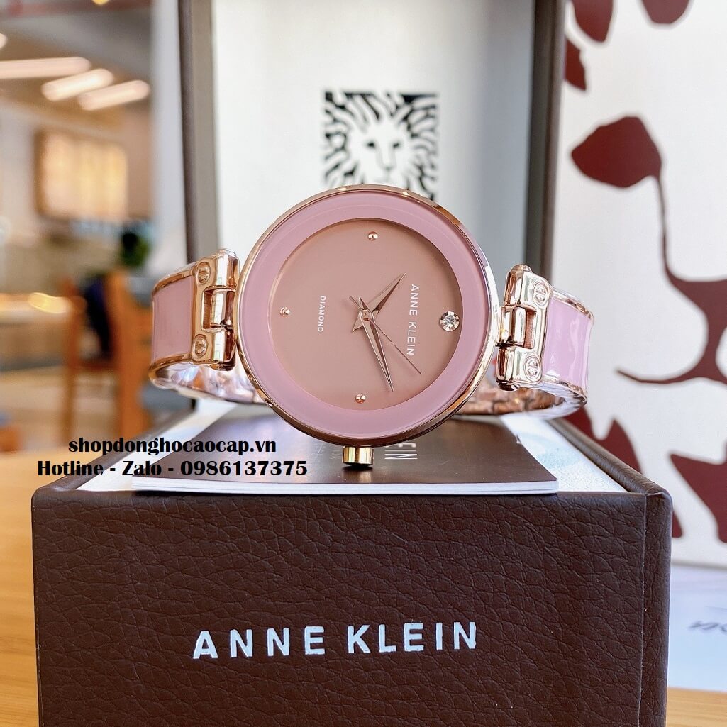 Đồng Hồ Nữ Anne Klein Đá Ceramic Hồng Vỏ Vàng Hồng Cao Cấp 34mm