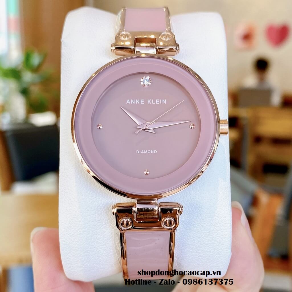 Đồng Hồ Nữ Anne Klein Đá Ceramic Hồng Vỏ Vàng Hồng Cao Cấp 34mm