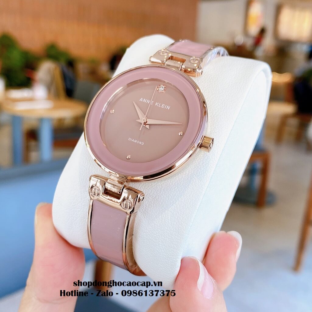 Đồng Hồ Nữ Anne Klein Đá Ceramic Hồng Vỏ Vàng Hồng Cao Cấp 34mm