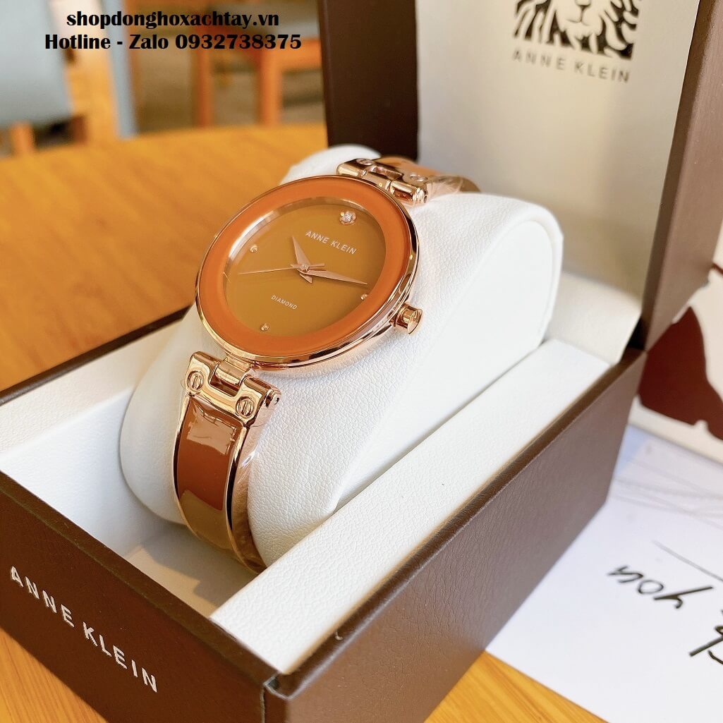 Đồng Hồ Nữ Anne Klein Đá Ceramic Màu Cánh Cam Vỏ Rose Cao Cấp 34mm