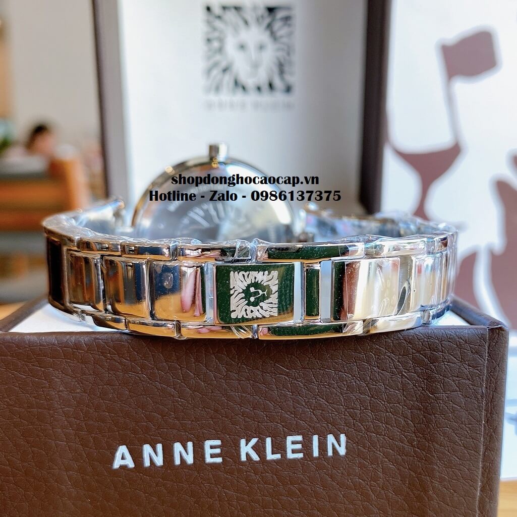 Đồng Hồ Nữ Anne Klein Đá Ceramic Màu Đen Vỏ Bạc Cao Cấp 34mm