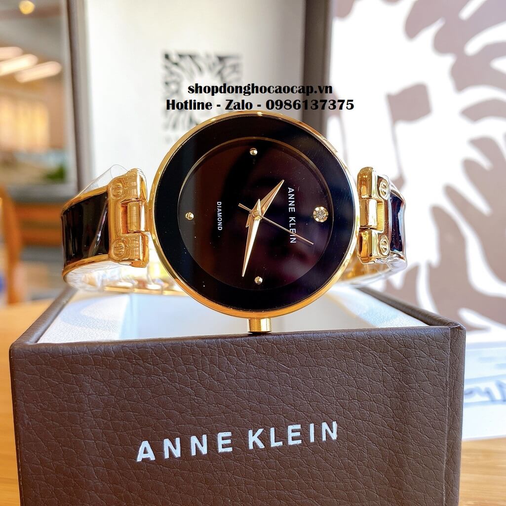 Đồng Hồ Nữ Anne Klein Đá Ceramic Đen Vỏ Vàng Cao Cấp 34mm