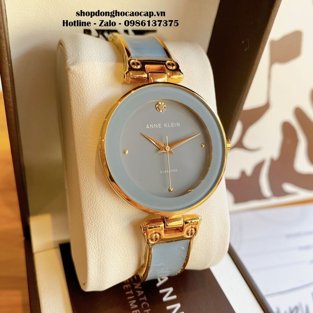 Đồng Hồ Nữ Anne Klein Đá Ceramic Xám Xanh Vỏ Vàng Cao Cấp 34mm