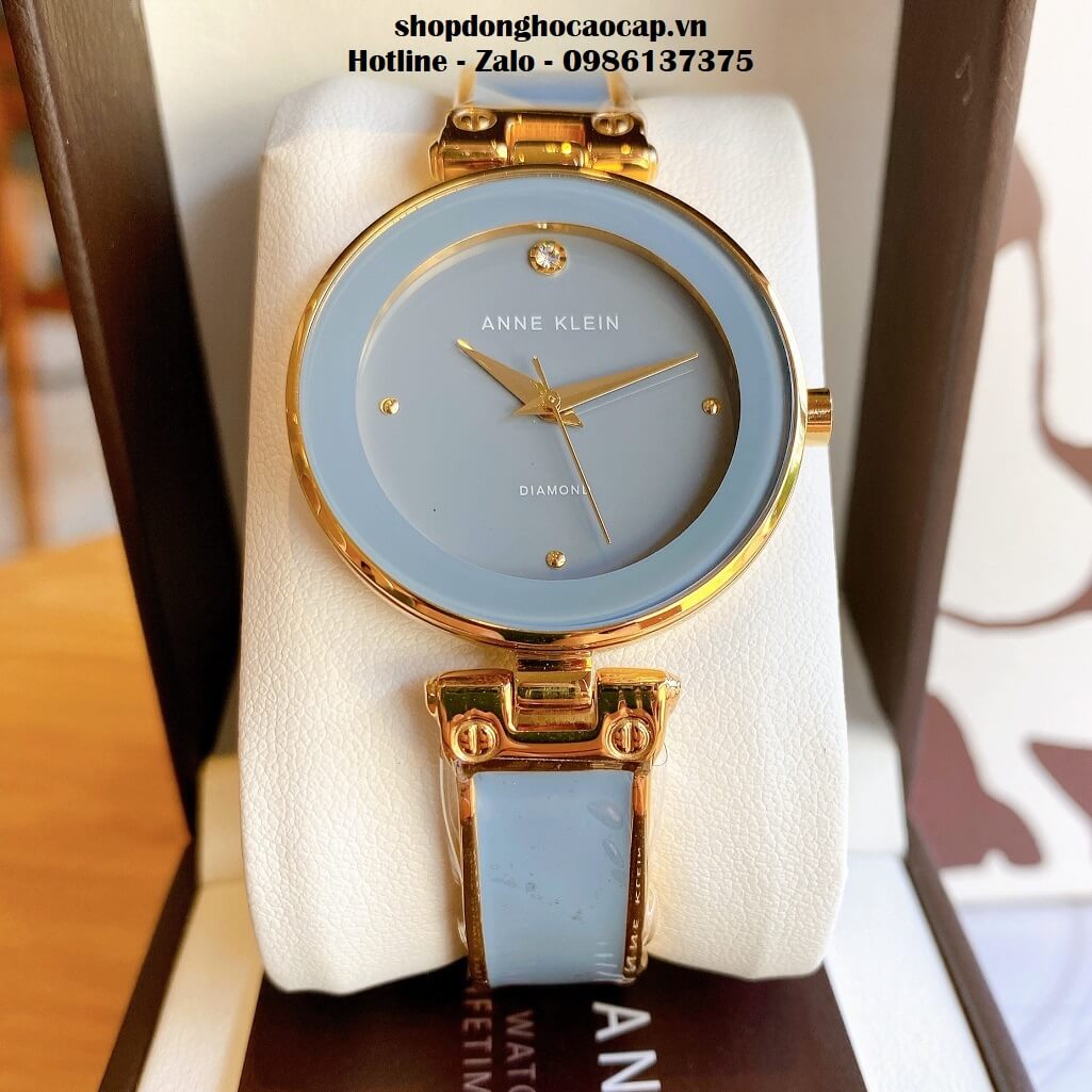 Đồng Hồ Nữ Anne Klein Đá Ceramic Xám Xanh Vỏ Vàng Cao Cấp 34mm