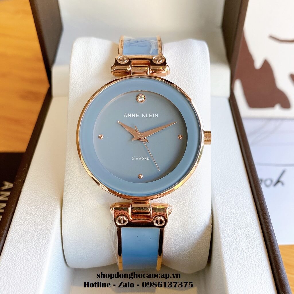 Đồng Hồ Nữ Anne Klein Đá Ceramic Màu Xám Xanh Vỏ Rose Cao Cấp 34mm