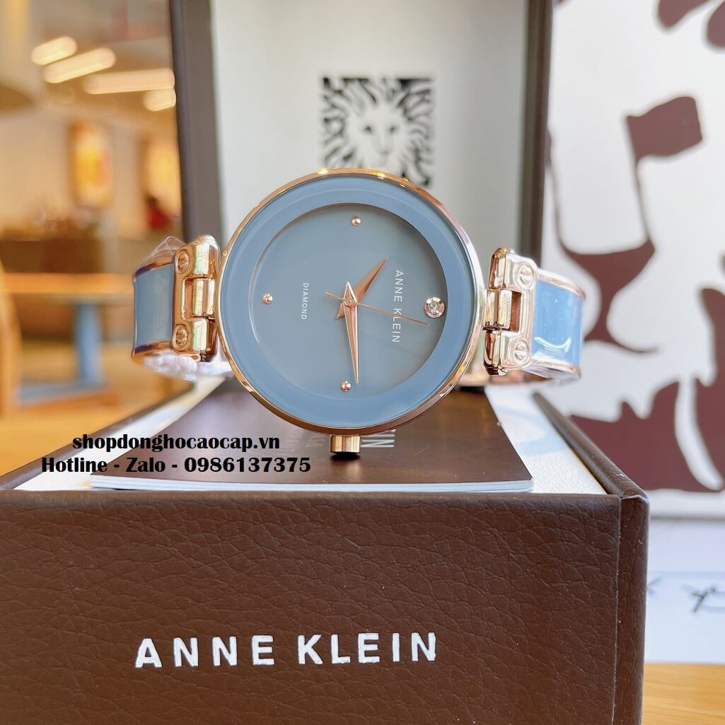 Đồng Hồ Nữ Anne Klein Đá Ceramic Màu Xám Xanh Vỏ Rose Cao Cấp 34mm