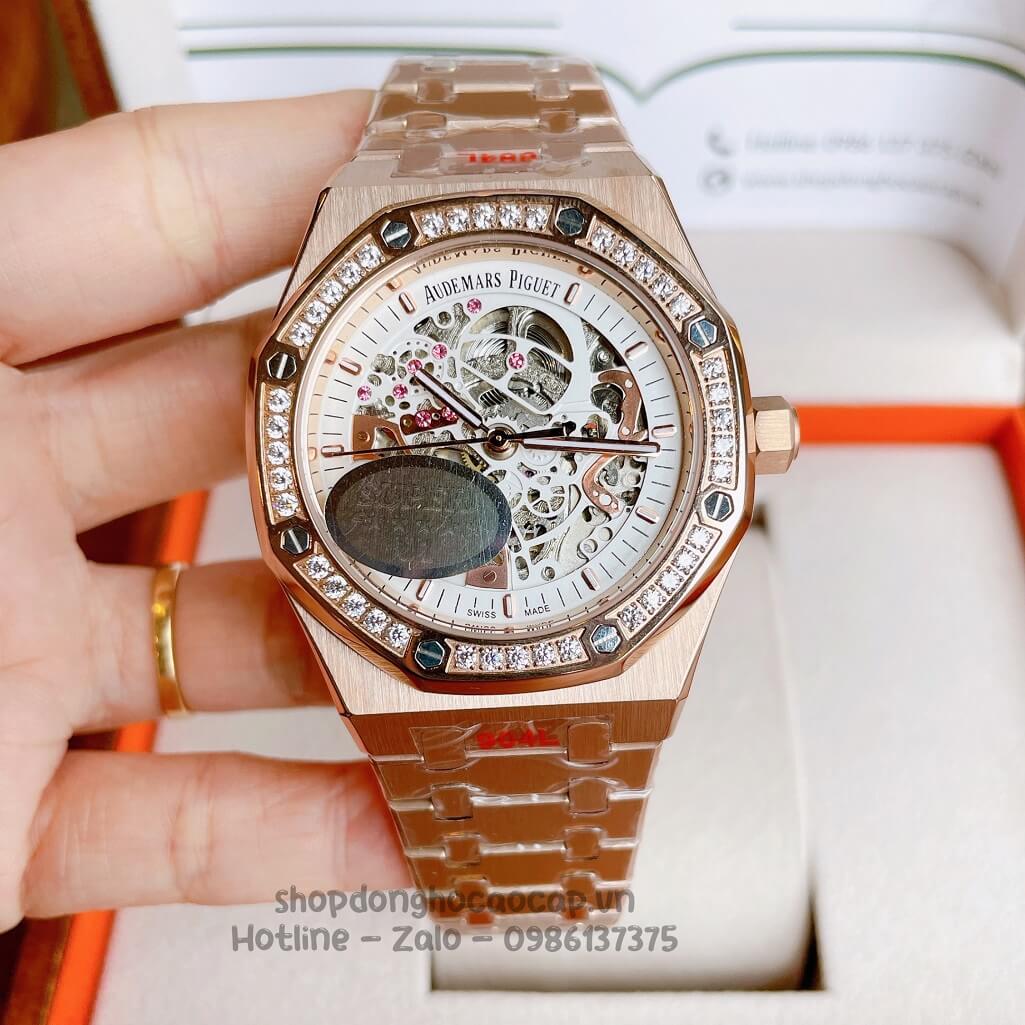 Đồng Hồ Audemars Piguet Royal Oak Automatic Dây Thép Rose Đính Đá 42mm