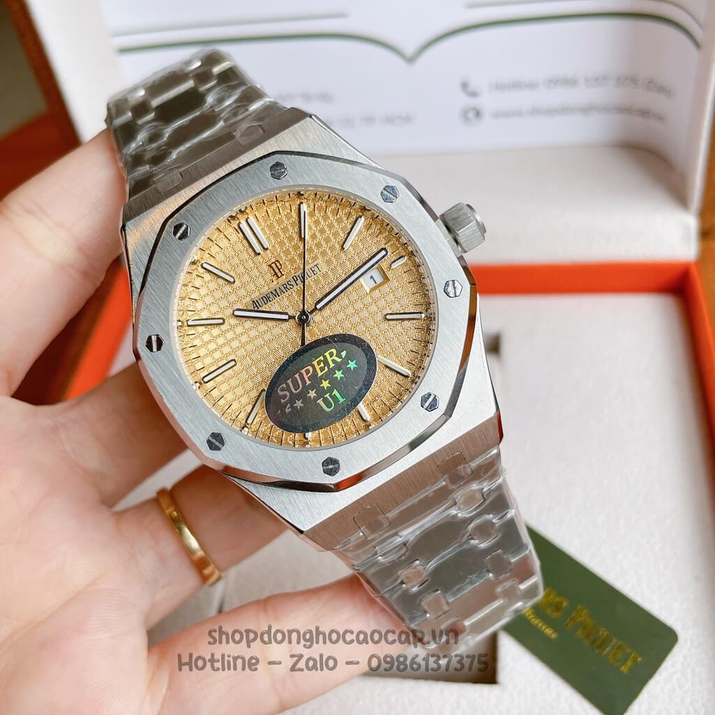 Đồng Hồ Audemars Piguet Royal Oak Automatic Dây Thép Bạc Mặt Vàng 42mm