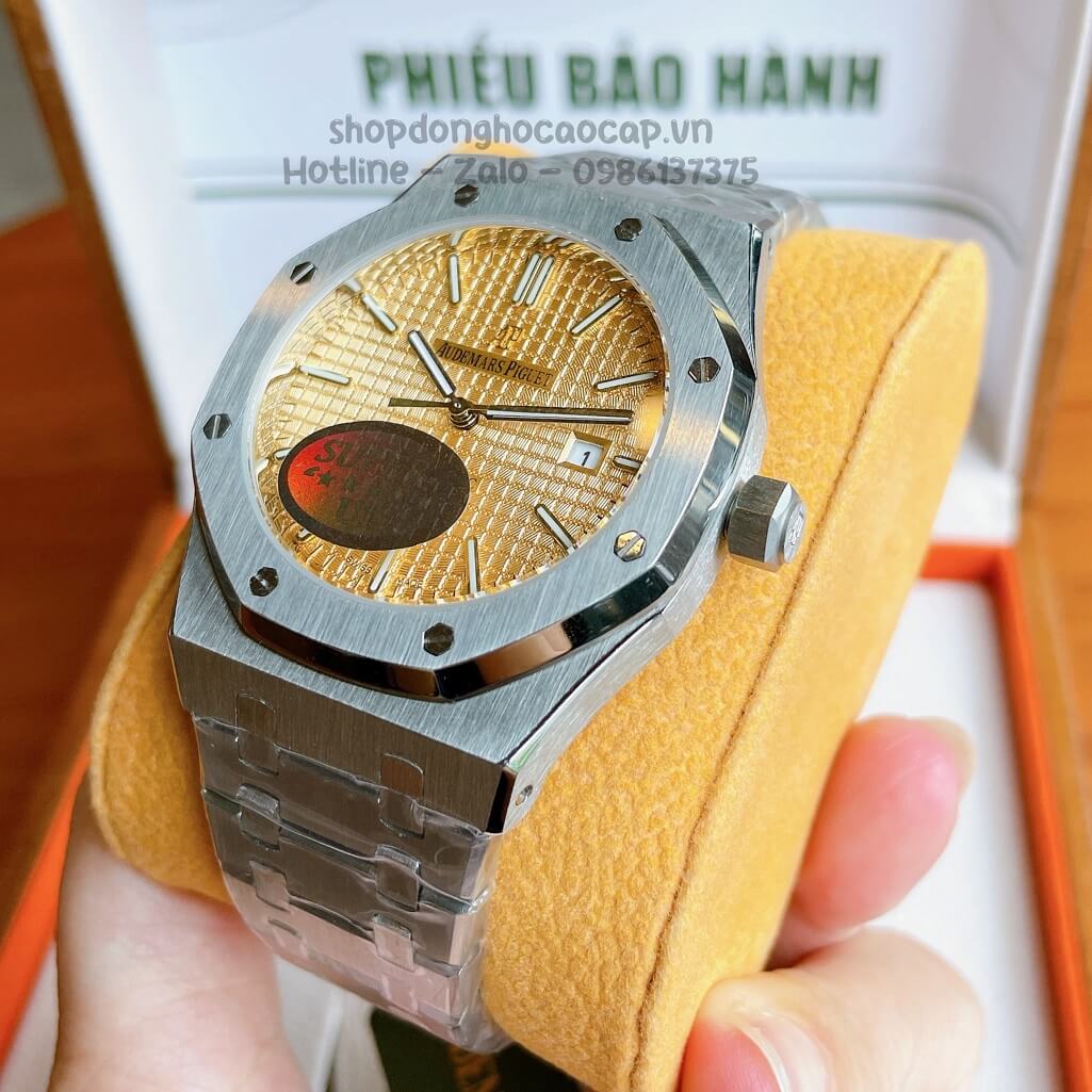 Đồng Hồ Audemars Piguet Royal Oak Automatic Dây Thép Bạc Mặt Vàng 42mm