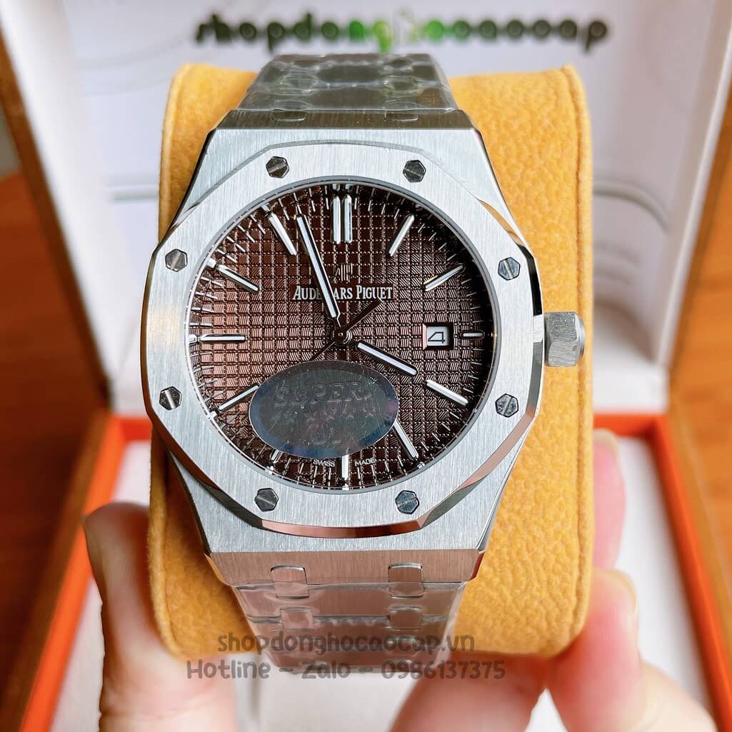 Đồng Hồ Audemars Piguet Royal Oak Automatic Dây Thép Bạc Mặt Nâu 42mm