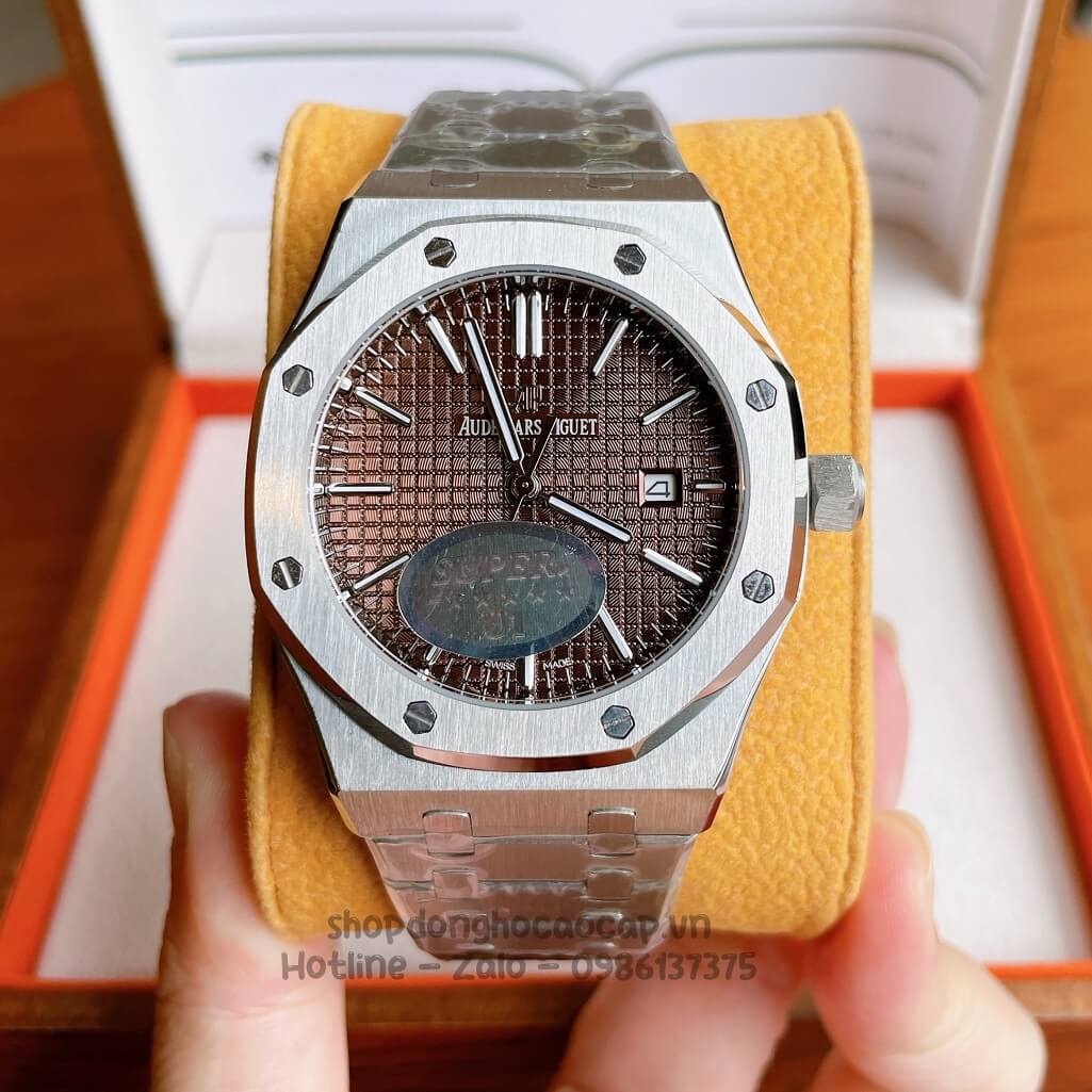 Đồng Hồ Audemars Piguet Royal Oak Automatic Dây Thép Bạc Mặt Nâu 42mm