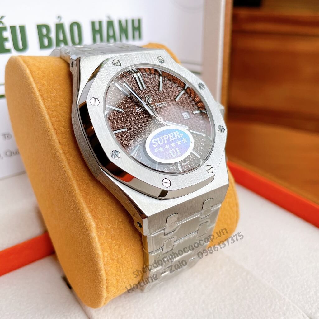 Đồng Hồ Audemars Piguet Royal Oak Automatic Dây Thép Bạc Mặt Nâu 42mm