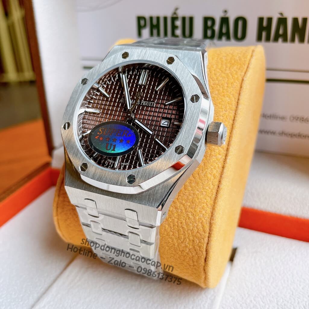 Đồng Hồ Audemars Piguet Royal Oak Automatic Dây Thép Bạc Mặt Nâu 42mm