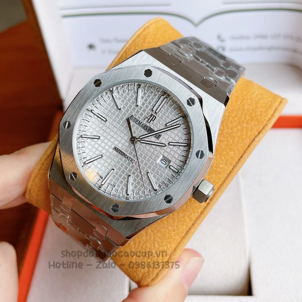 Đồng Hồ Audemars Piguet Royal Oak Automatic Dây Thép Bạc Mặt Trắng 42mm