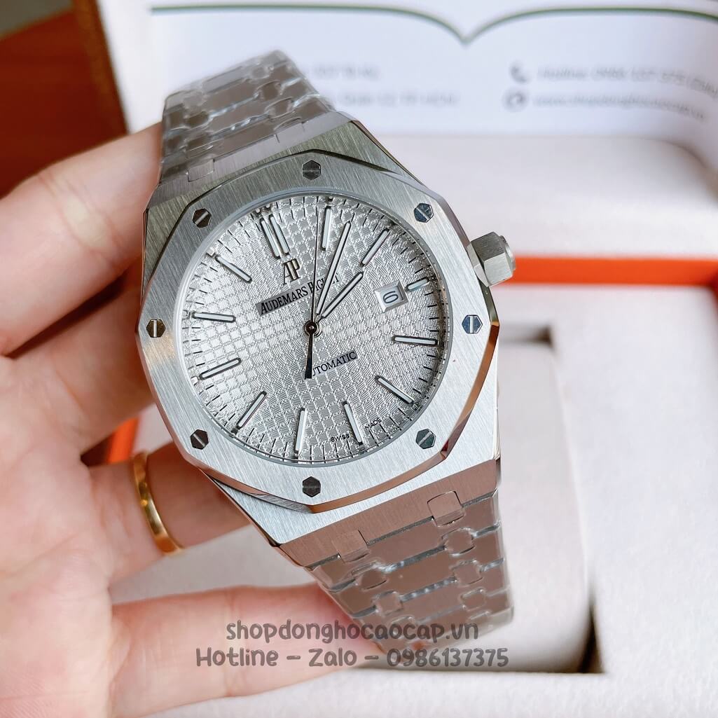 Đồng Hồ Audemars Piguet Royal Oak Automatic Dây Thép Bạc Mặt Trắng 42mm