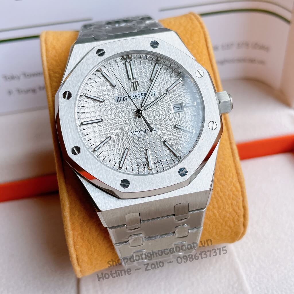 Đồng Hồ Audemars Piguet Royal Oak Automatic Dây Thép Bạc Mặt Trắng 42mm