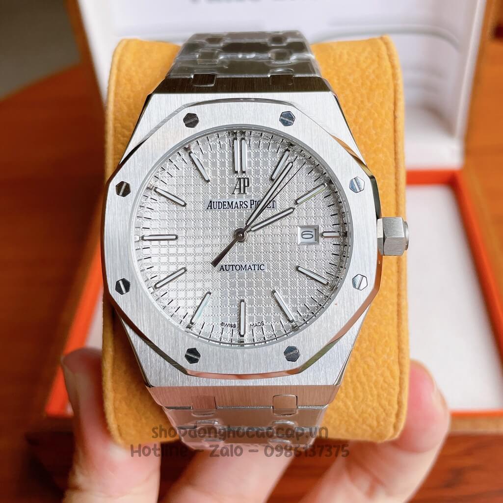 Đồng Hồ Audemars Piguet Royal Oak Automatic Dây Thép Bạc Mặt Trắng 42mm