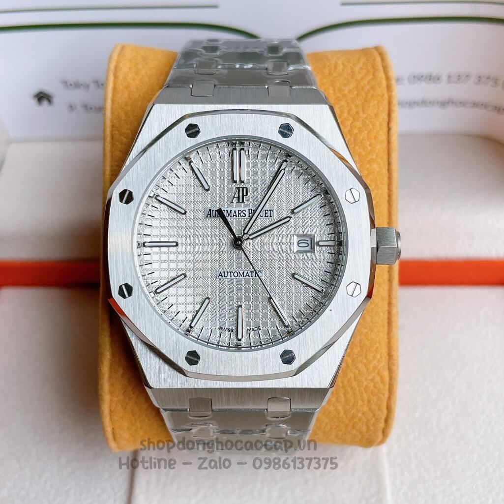 Đồng Hồ Audemars Piguet Royal Oak Automatic Dây Thép Bạc Mặt Trắng 42mm